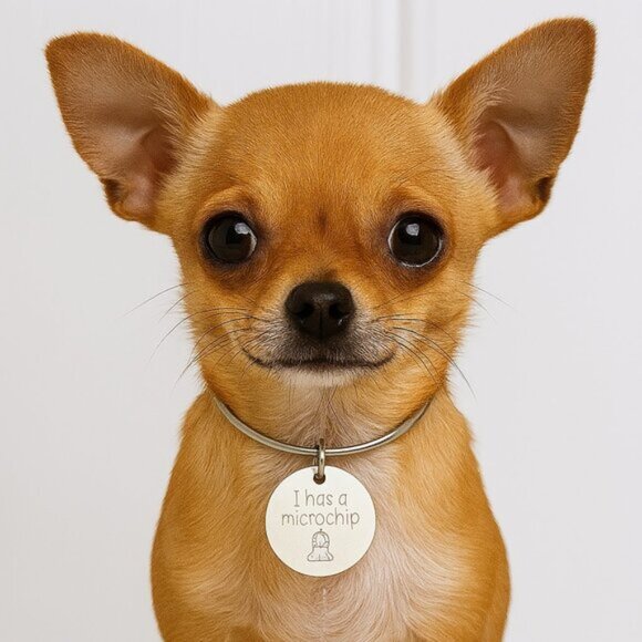 Dog Cat Pet Microchip ID Tag Keychain Stainless Steel Silver 2.2 Inch New - Picture 1 of 8